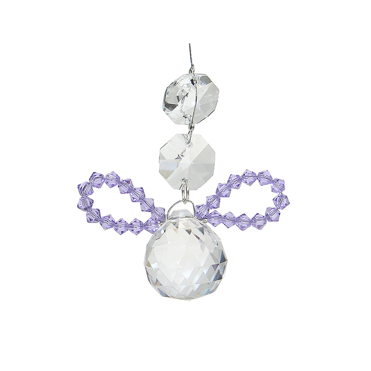 Beaded Crystal Angel Suncatcher with Sphere Drop