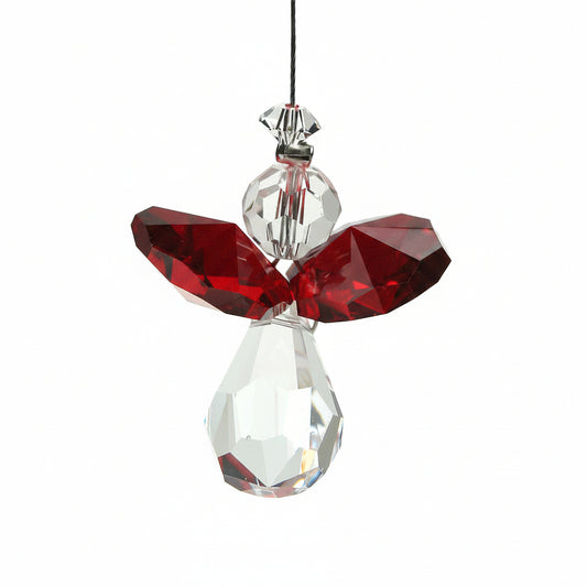 Crystal angel pendant with red wings