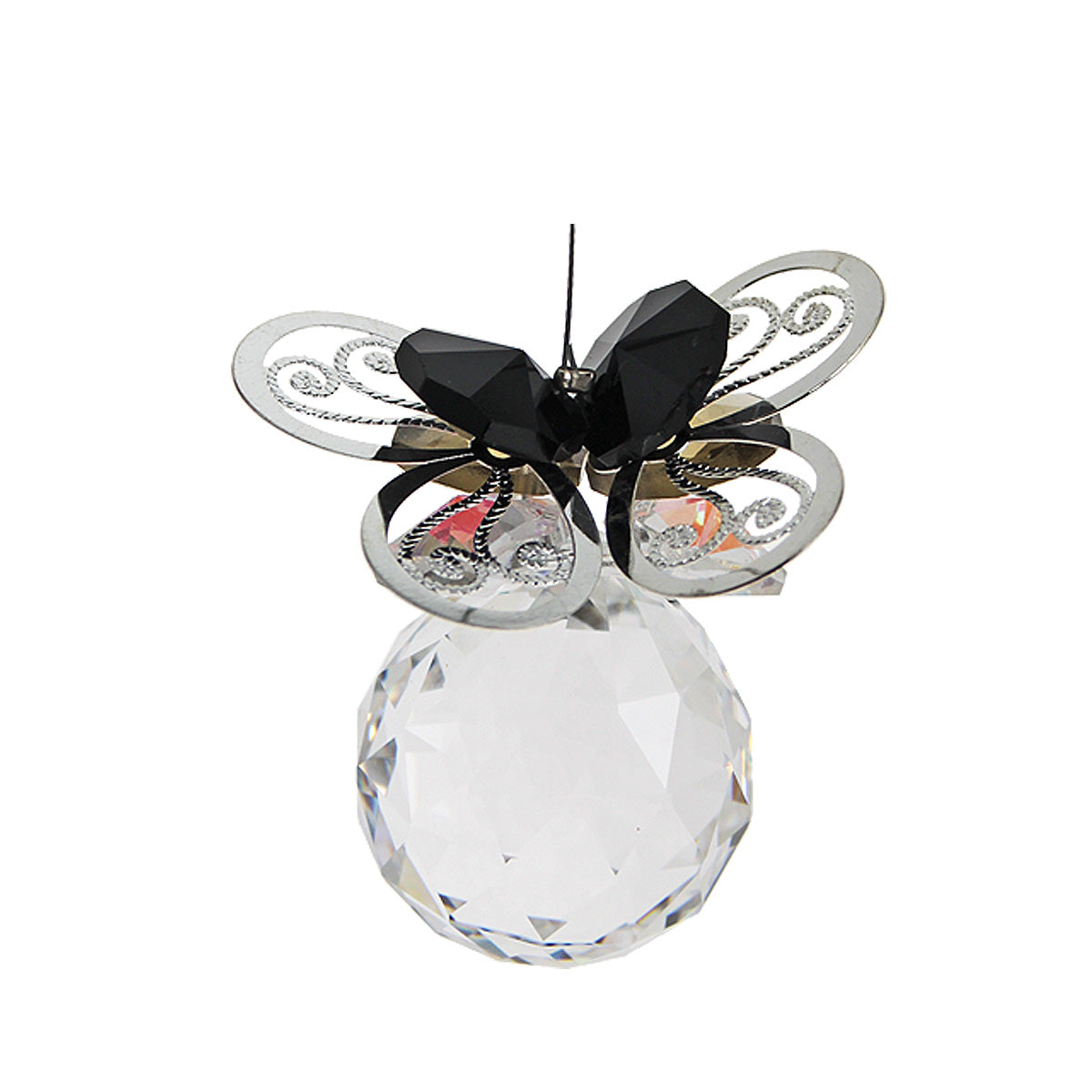 Filigree Butterfly Crystal Suncatcher with Clear Sphere