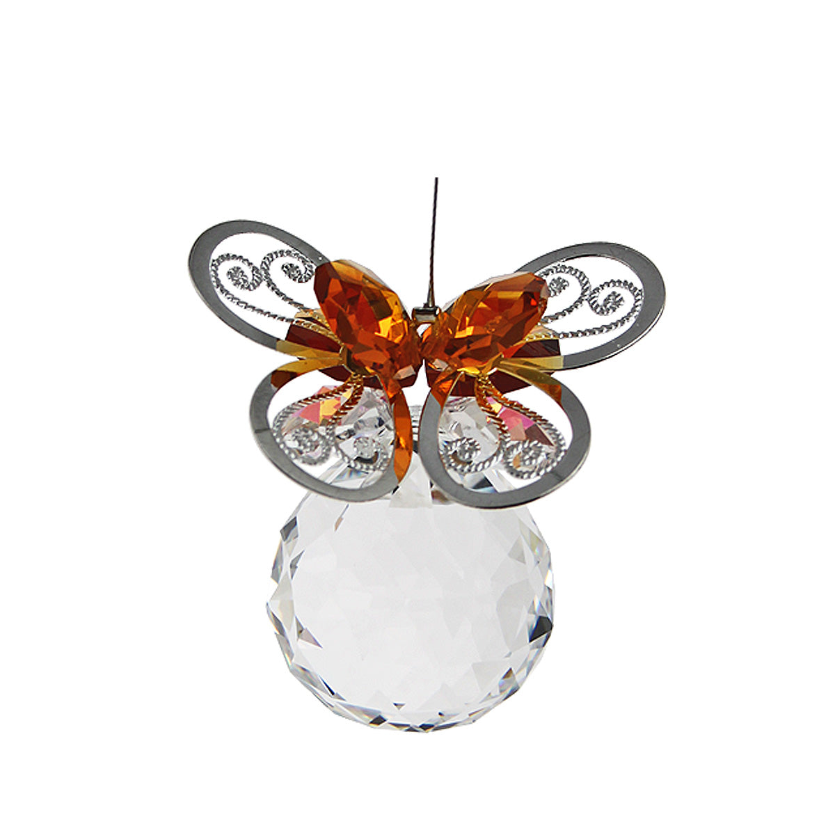 Filigree Butterfly Crystal Suncatcher with Clear Sphere
