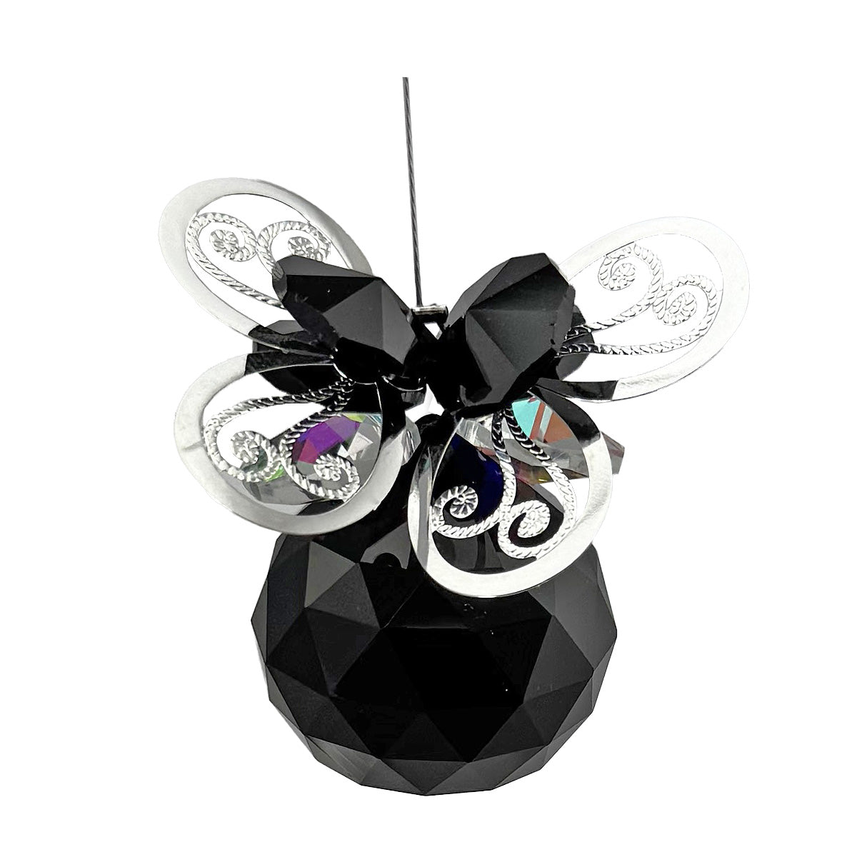 Filigree Butterfly Crystal Suncatcher with Coloured Sphere