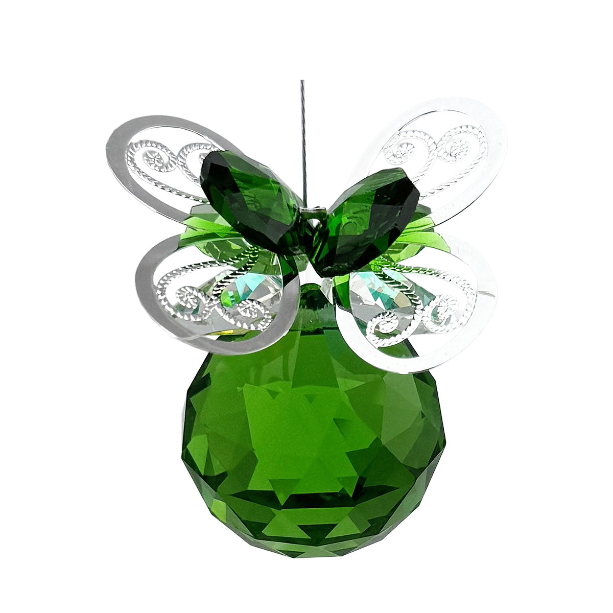 Filigree Butterfly Crystal Suncatcher with Coloured Sphere