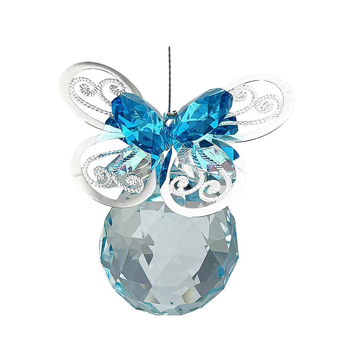 Filigree Butterfly Crystal Suncatcher with Coloured Sphere