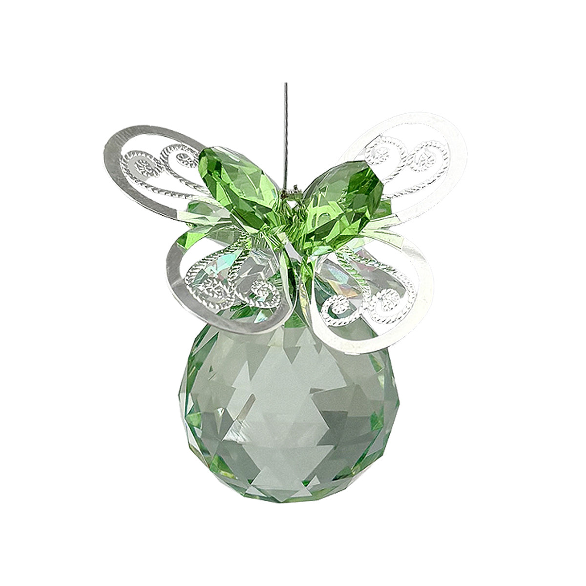 Filigree Butterfly Crystal Suncatcher with Coloured Sphere