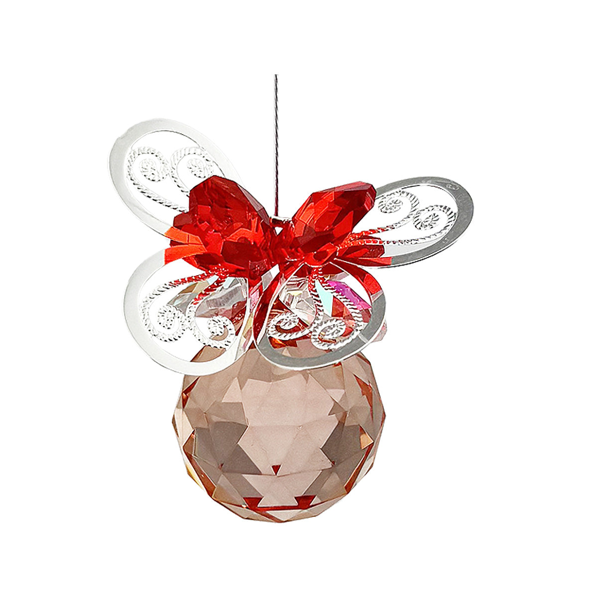 Filigree Butterfly Crystal Suncatcher with Coloured Sphere