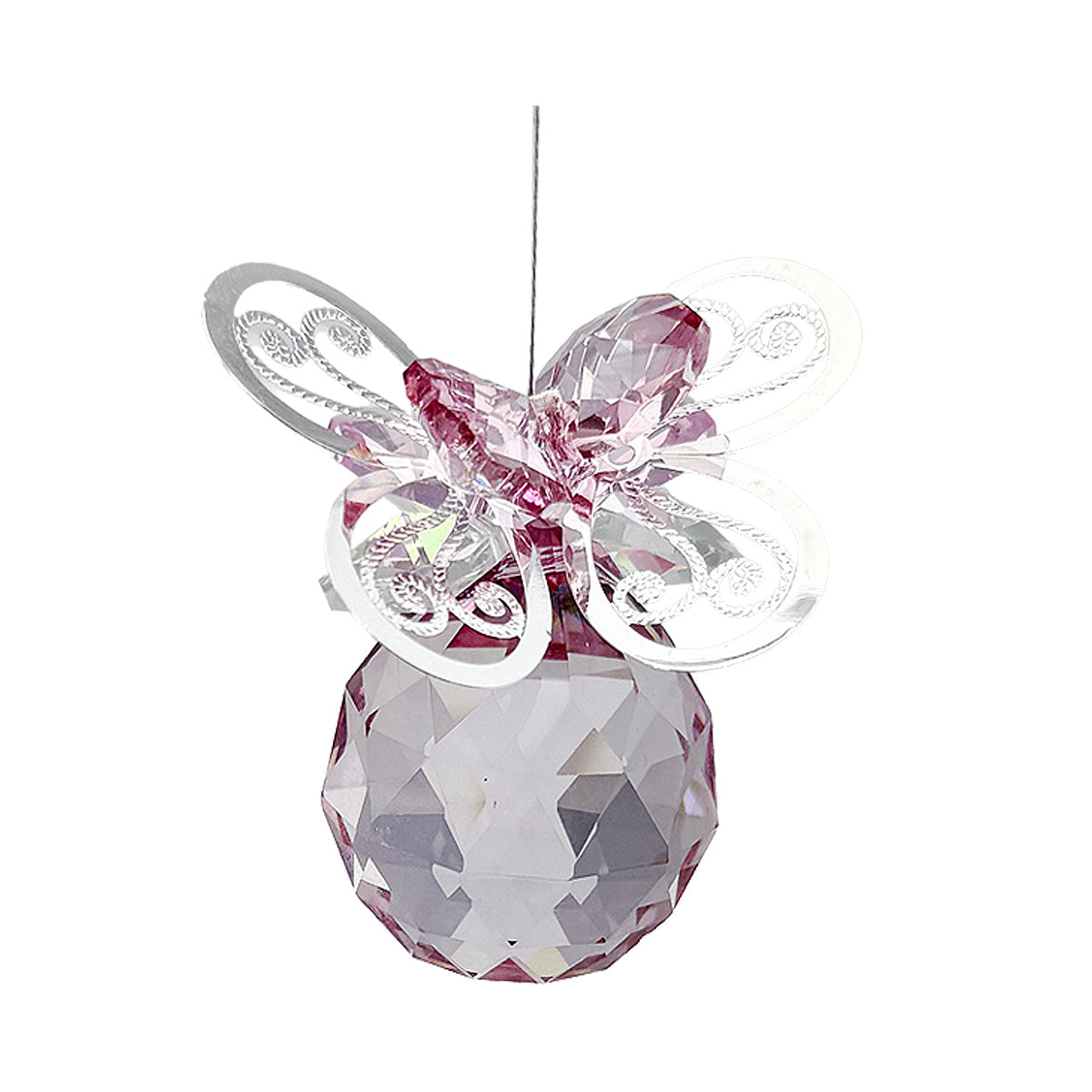 Filigree Butterfly Crystal Suncatcher with Coloured Sphere