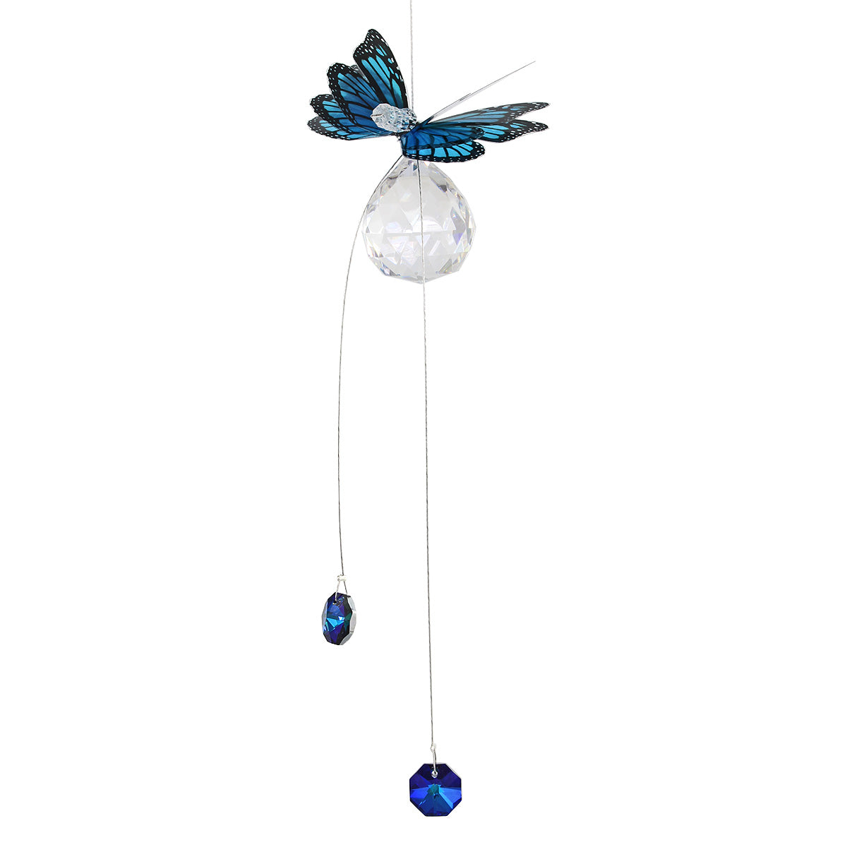 Butterfly on Sphere with Crystal Tail Suncatcher