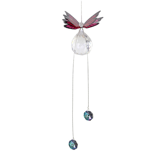 Butterfly on Sphere with Crystal Tail Suncatcher