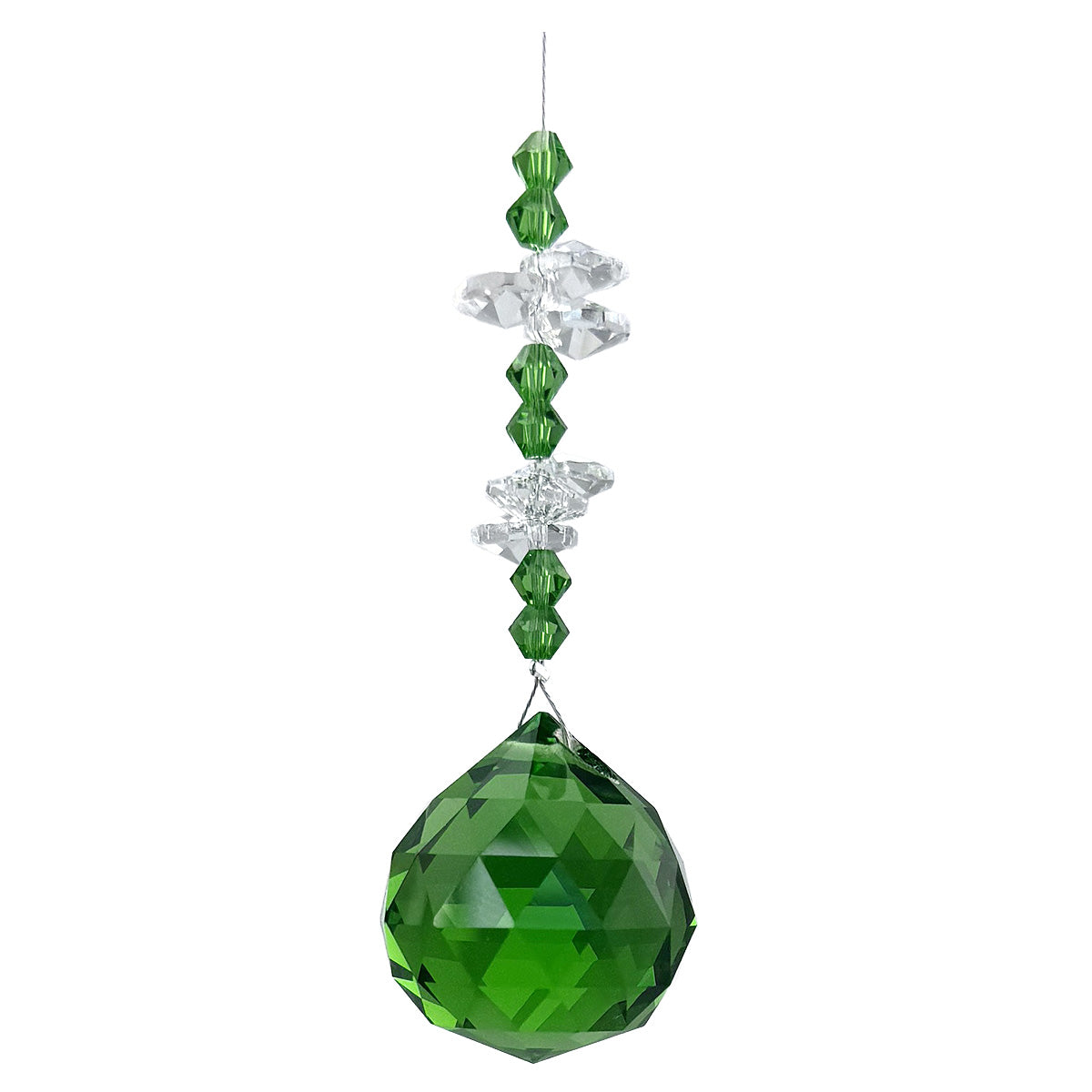 Crystal Beaded Prism with Coloured Sphere Suncatcher
