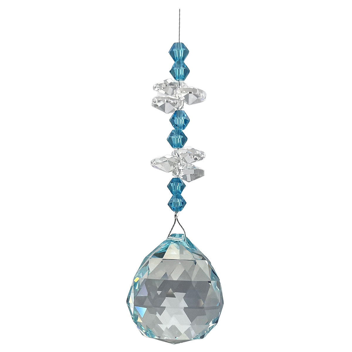 Crystal Beaded Prism with Coloured Sphere Suncatcher
