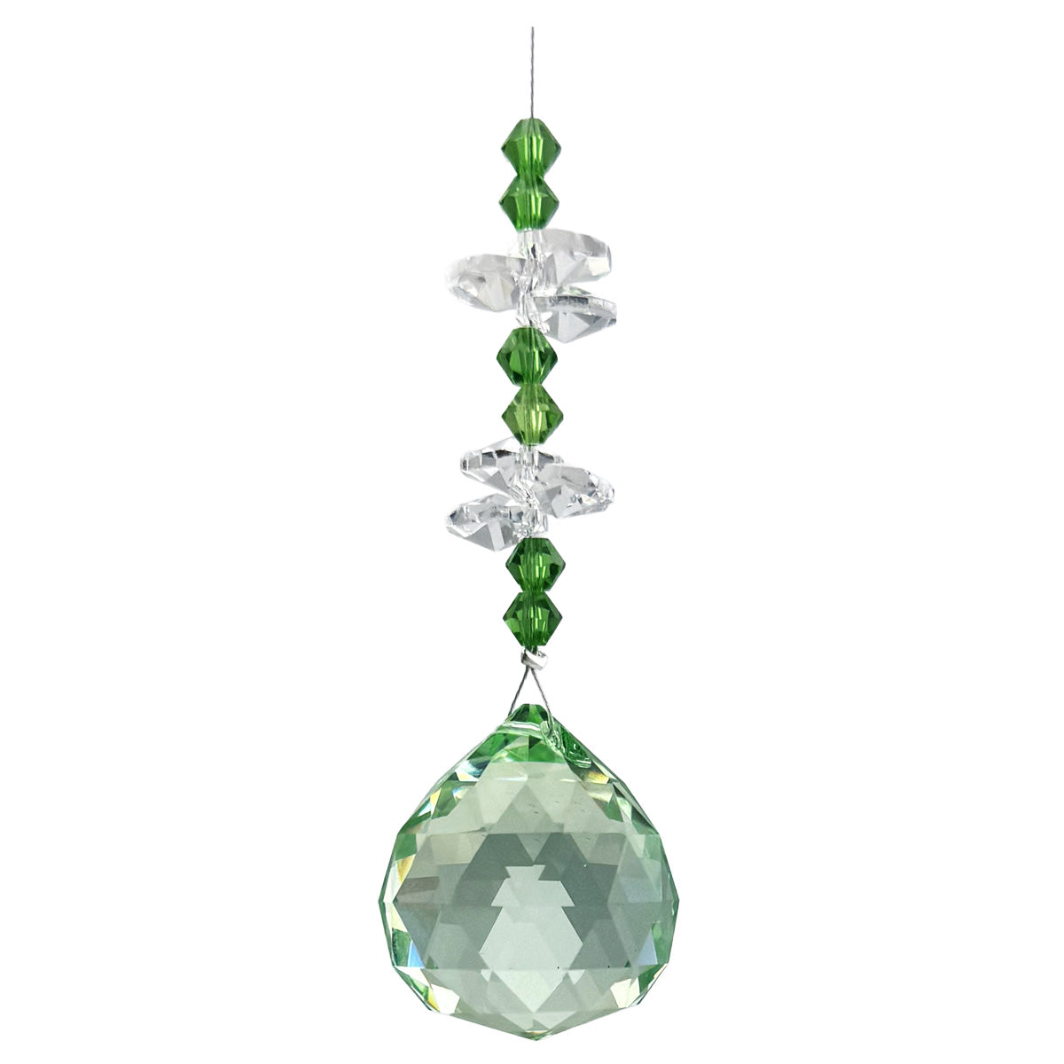 Crystal Beaded Prism with Coloured Sphere Suncatcher