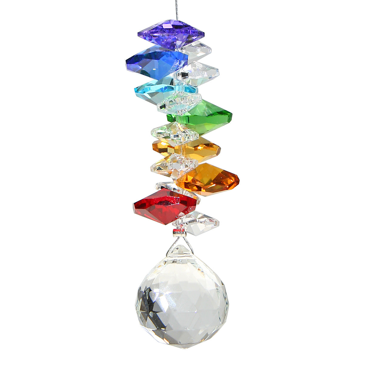 Crystal Chakra Prism Cascade Suncatcher with Sphere
