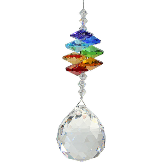 Crystal Chakra Beaded Cascade Suncatcher with Sphere