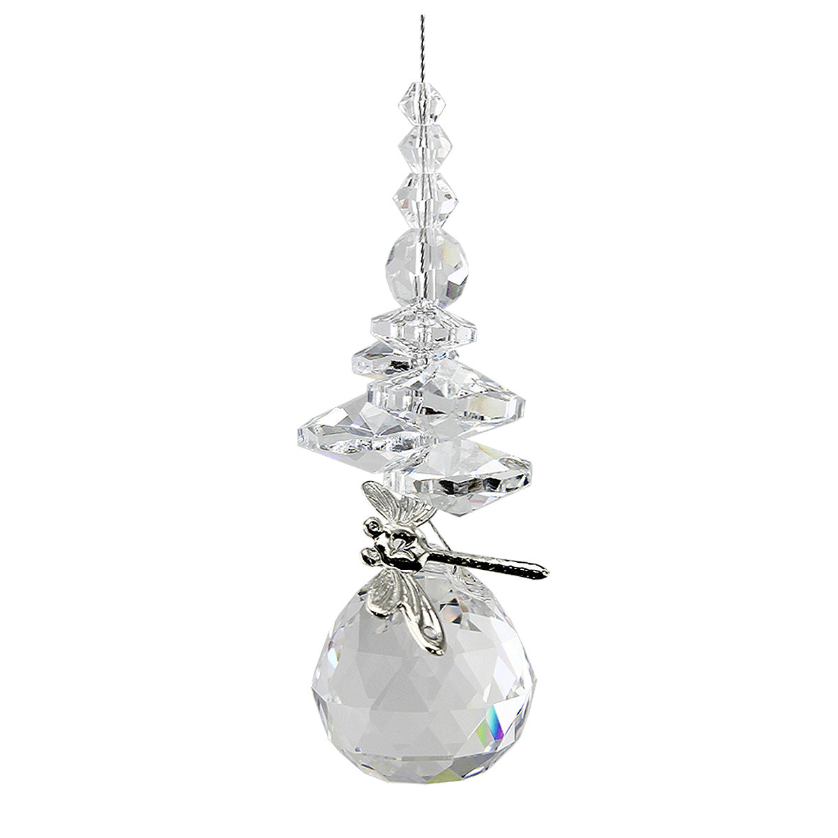 Filigree Dragonfly Crystal Cascade Suncatcher with Sphere