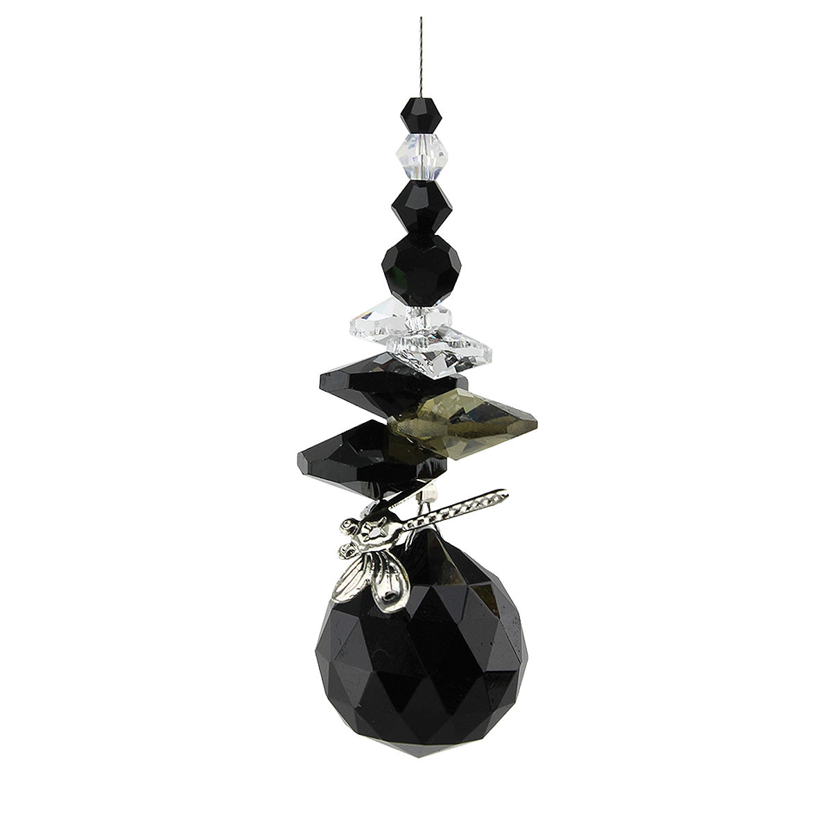 Filigree Dragonfly Crystal Cascade Suncatcher with Sphere