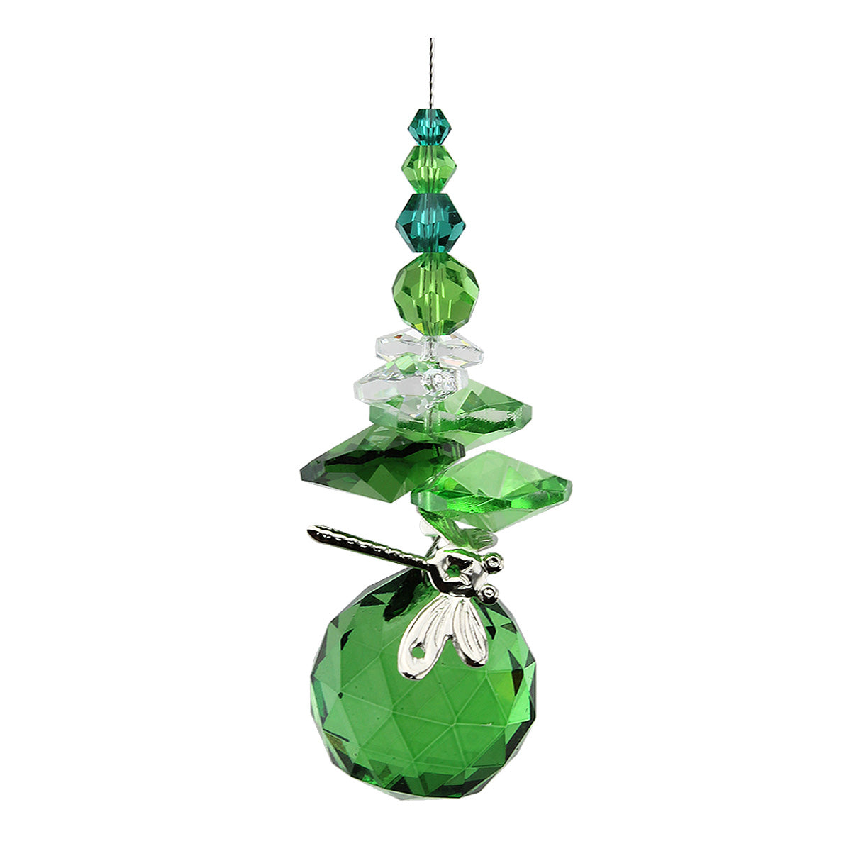 Filigree Dragonfly Crystal Cascade Suncatcher with Sphere