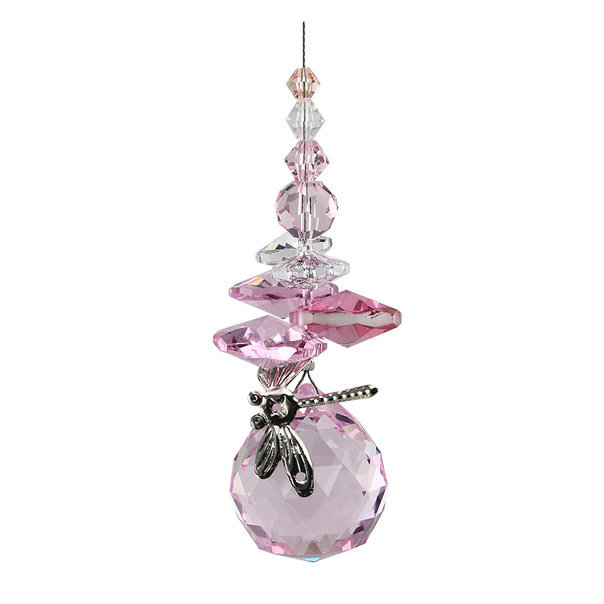 Filigree Dragonfly Crystal Cascade Suncatcher with Sphere
