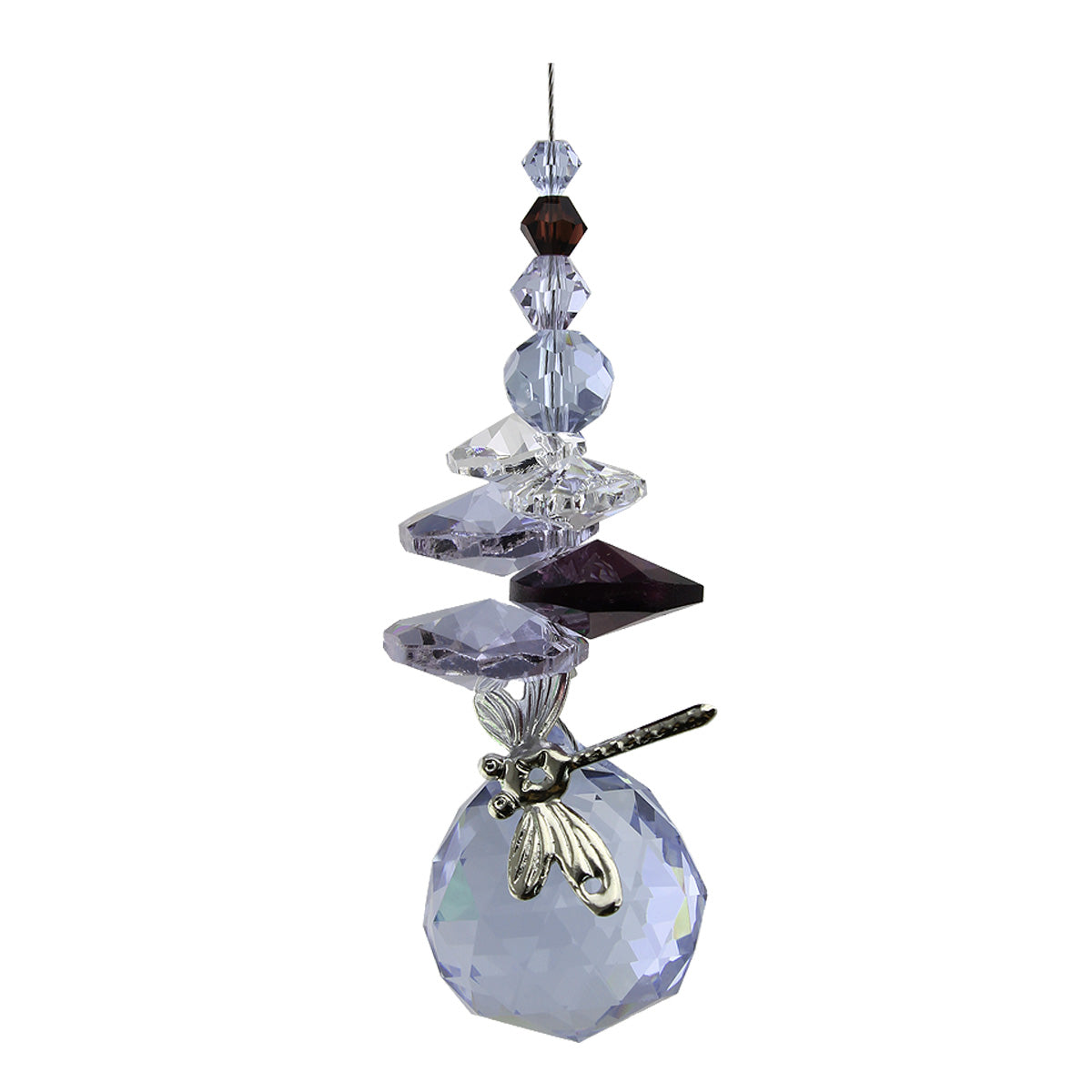 Filigree Dragonfly Crystal Cascade Suncatcher with Sphere