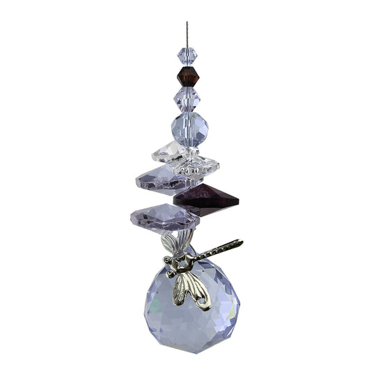 Filigree Dragonfly Crystal Cascade Suncatcher with Sphere