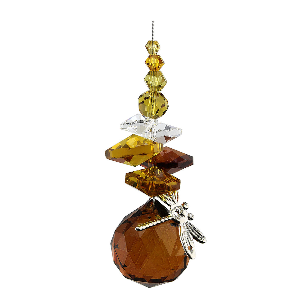 Filigree Dragonfly Crystal Cascade Suncatcher with Sphere
