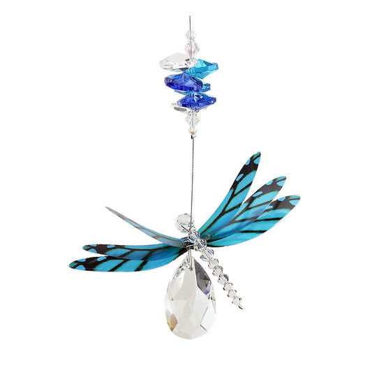Bright Dragonfly Crystal Suncatcher with Almond Drop