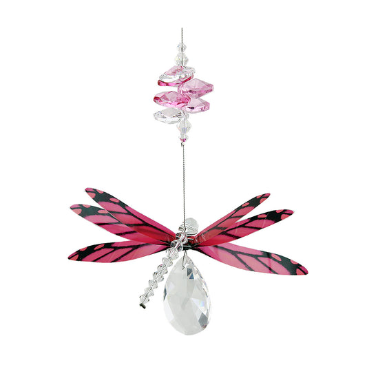Bright Dragonfly Crystal Suncatcher with Almond Drop