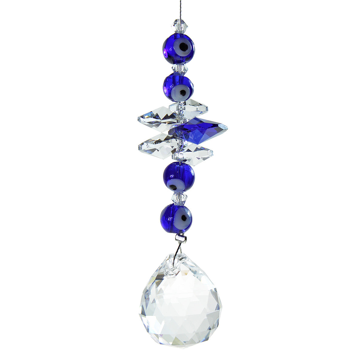 Evil eye beaded cascade suncatcher with 20mm sphere drop