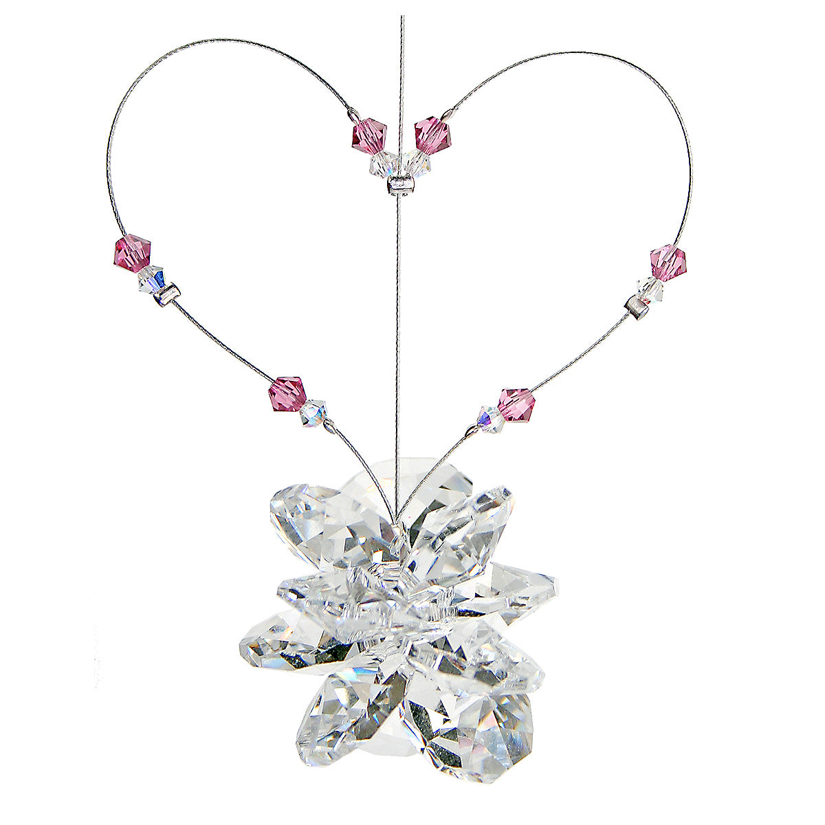 Beaded Heart Crystal Cluster Suncatcher