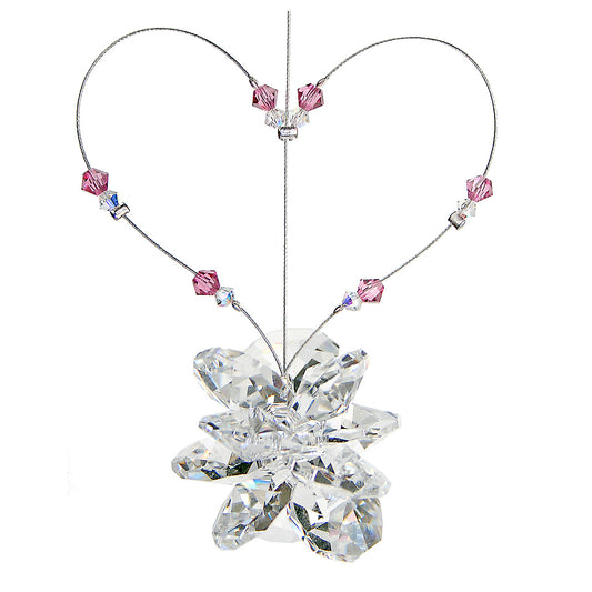 Beaded Heart Crystal Cluster Suncatcher