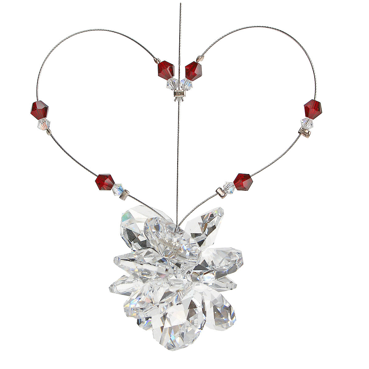 Beaded Heart Crystal Cluster Suncatcher