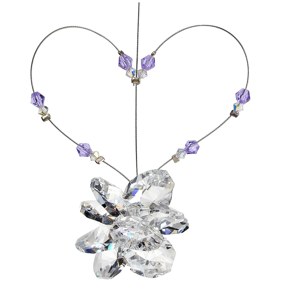 Beaded Heart Crystal Cluster Suncatcher