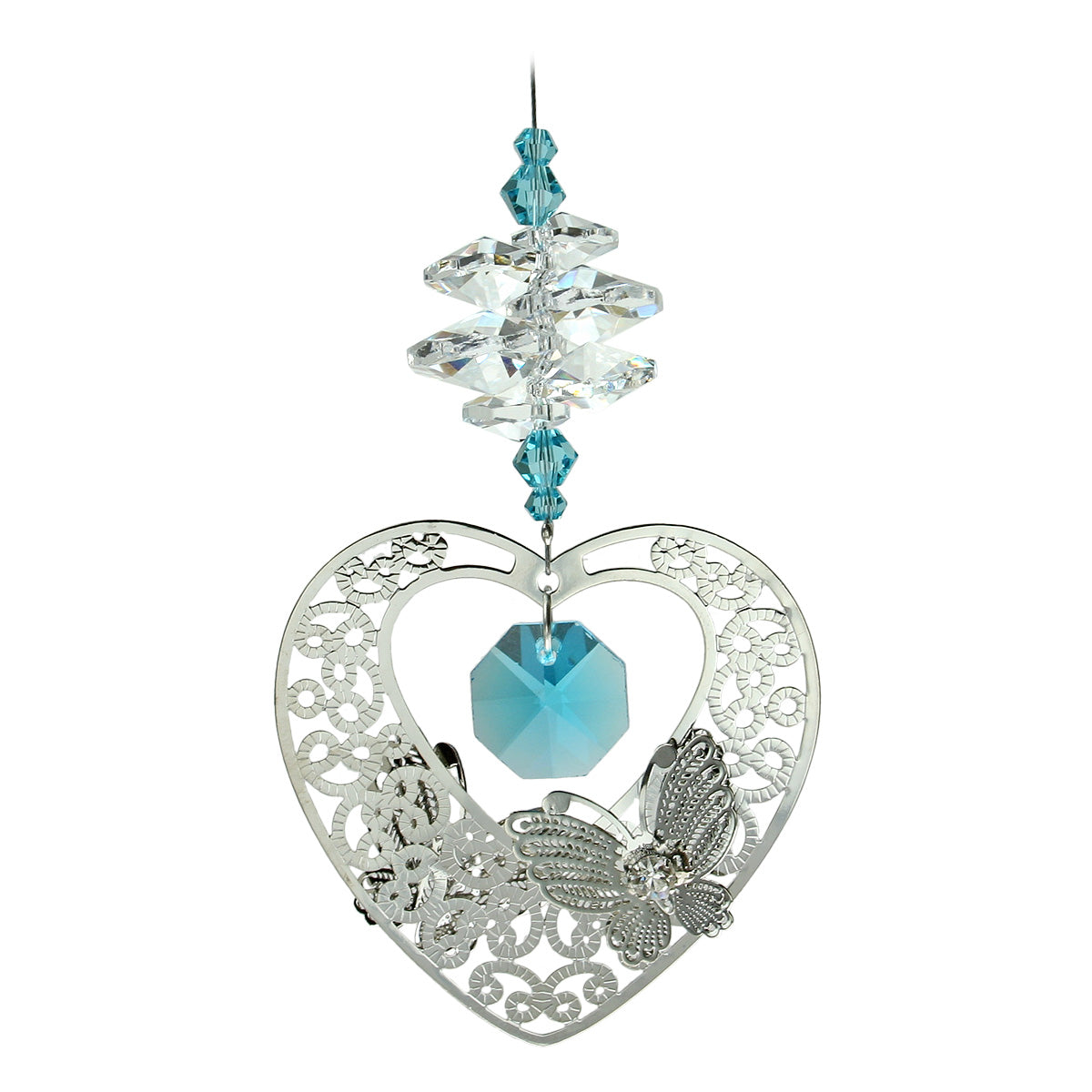 Filigree Heart Crystal Cascade Suncatcher