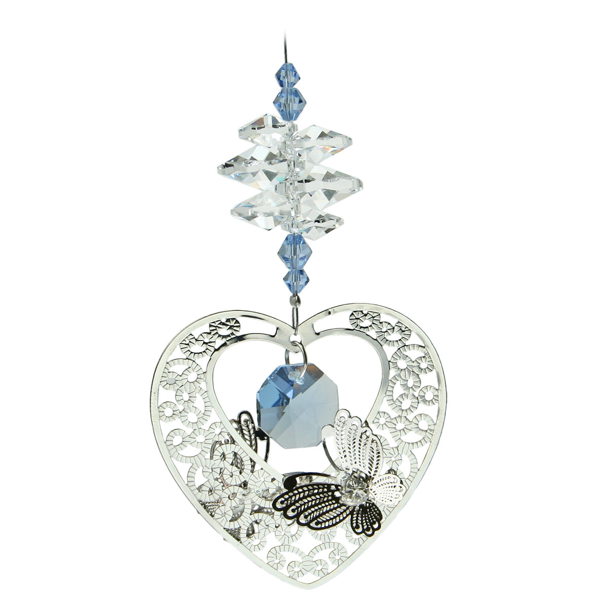 Filigree Heart Crystal Cascade Suncatcher