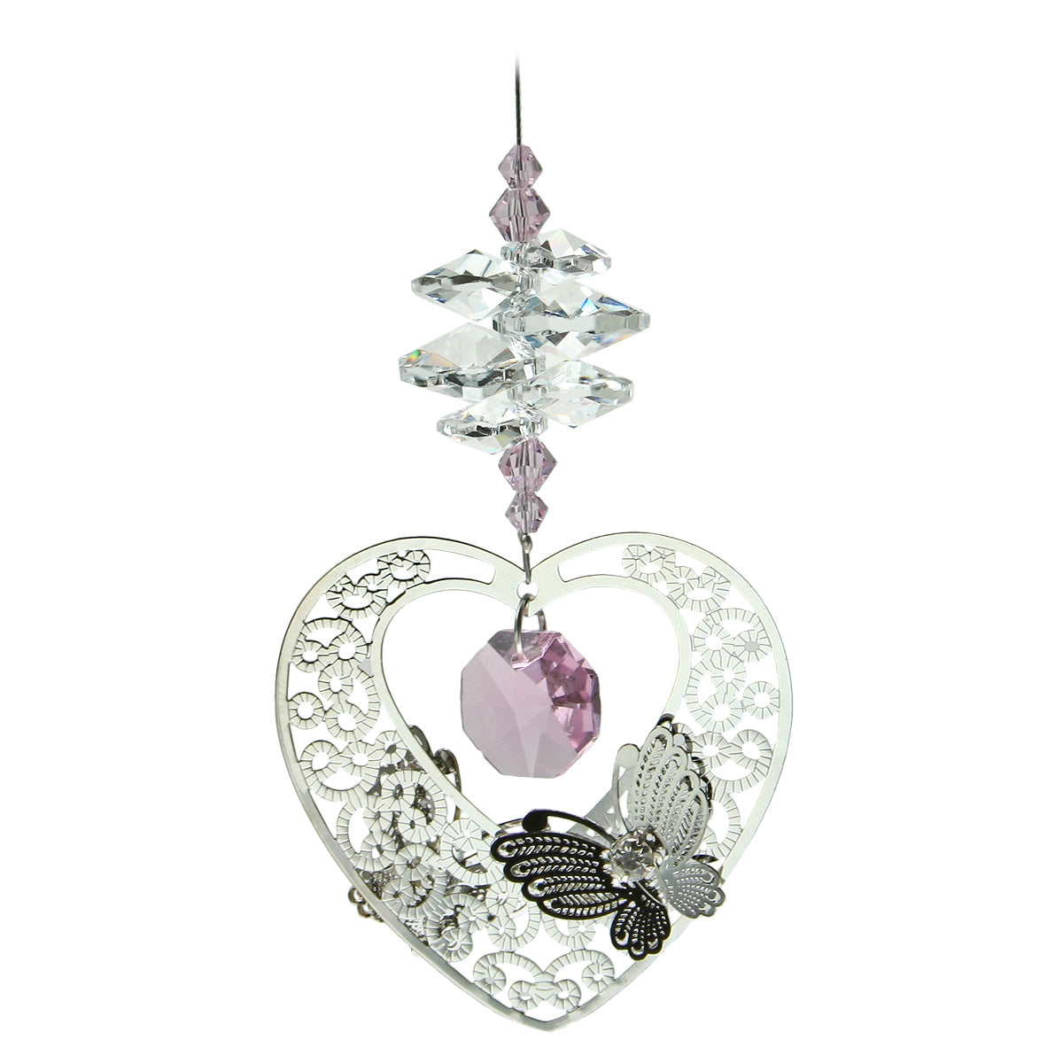 Filigree Heart Crystal Cascade Suncatcher