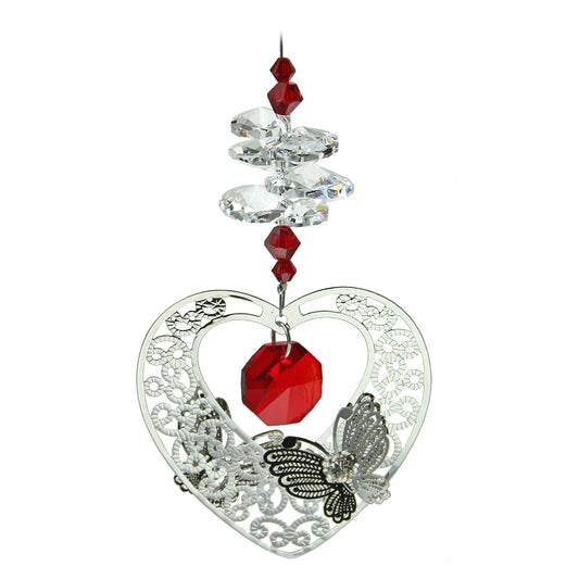 Filigree Heart Crystal Cascade Suncatcher