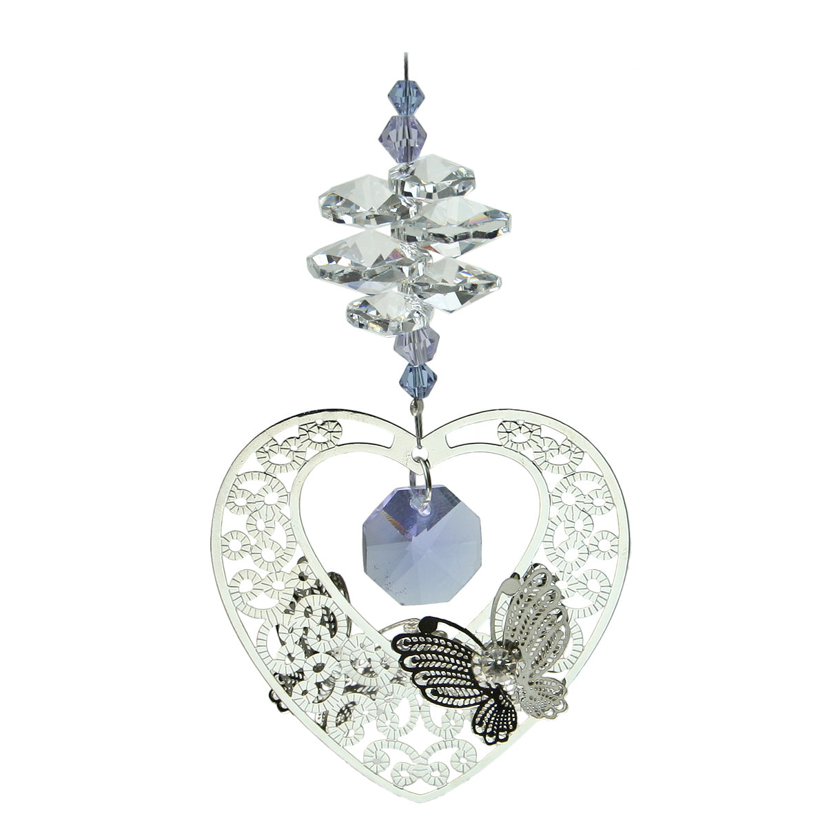 Filigree Heart Crystal Cascade Suncatcher