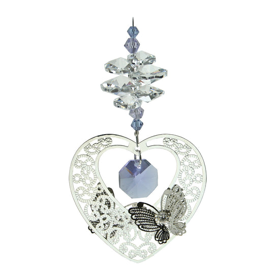 Filigree Heart Crystal Cascade Suncatcher