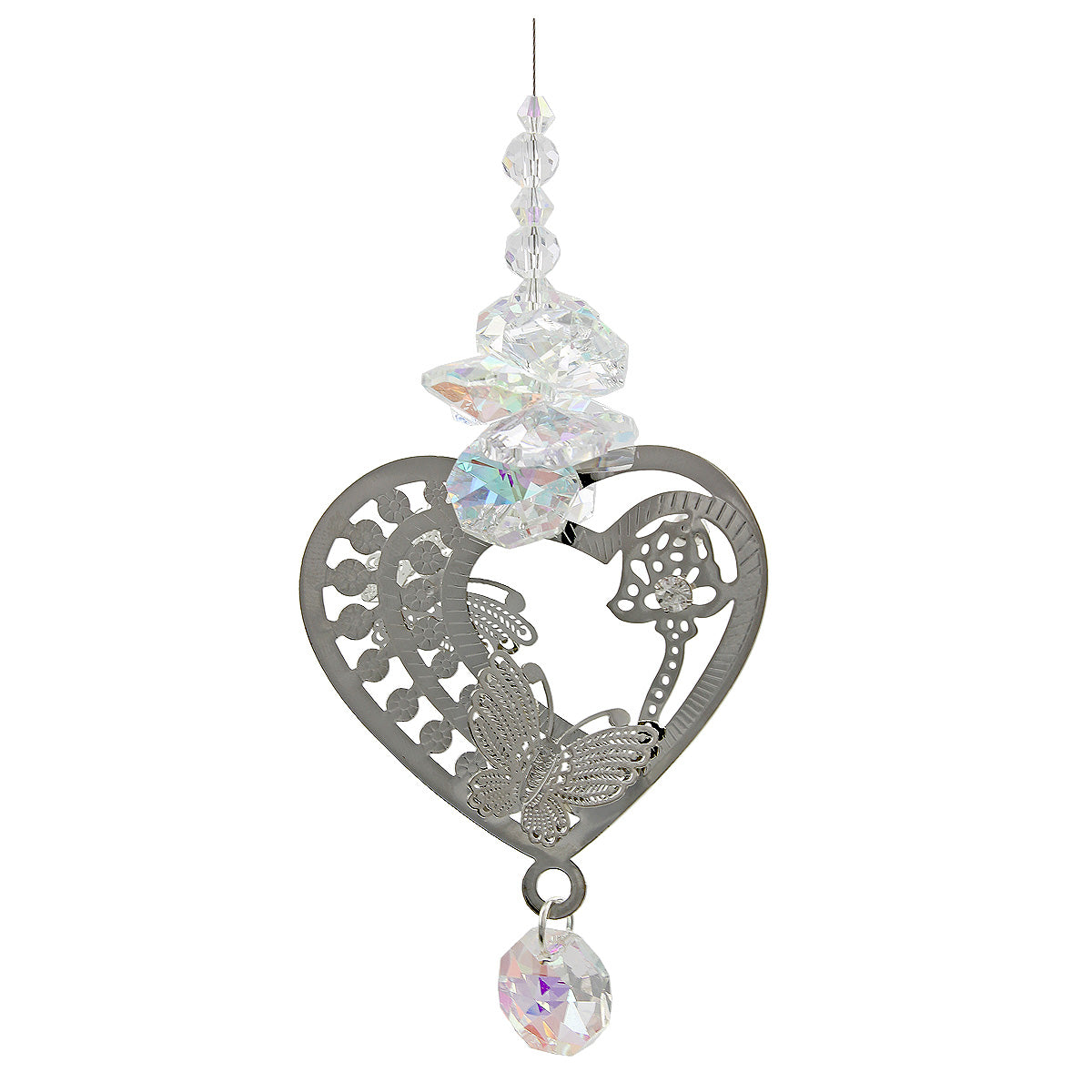 Filigree Heart Crystal Cluster Suncatcher