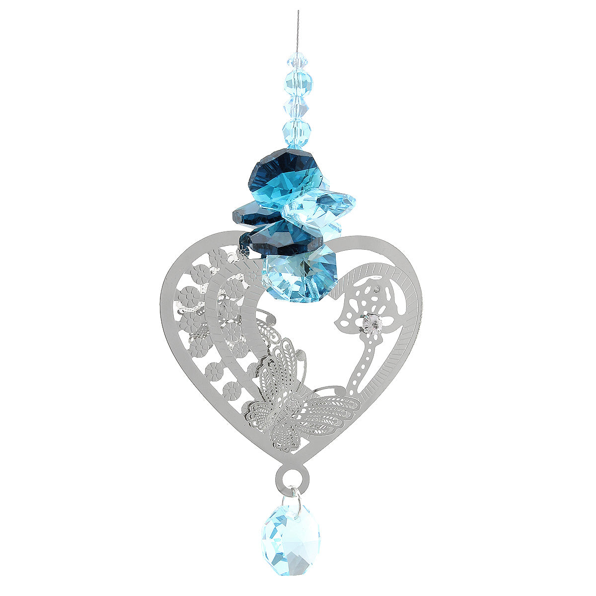 Filigree Heart Crystal Cluster Suncatcher