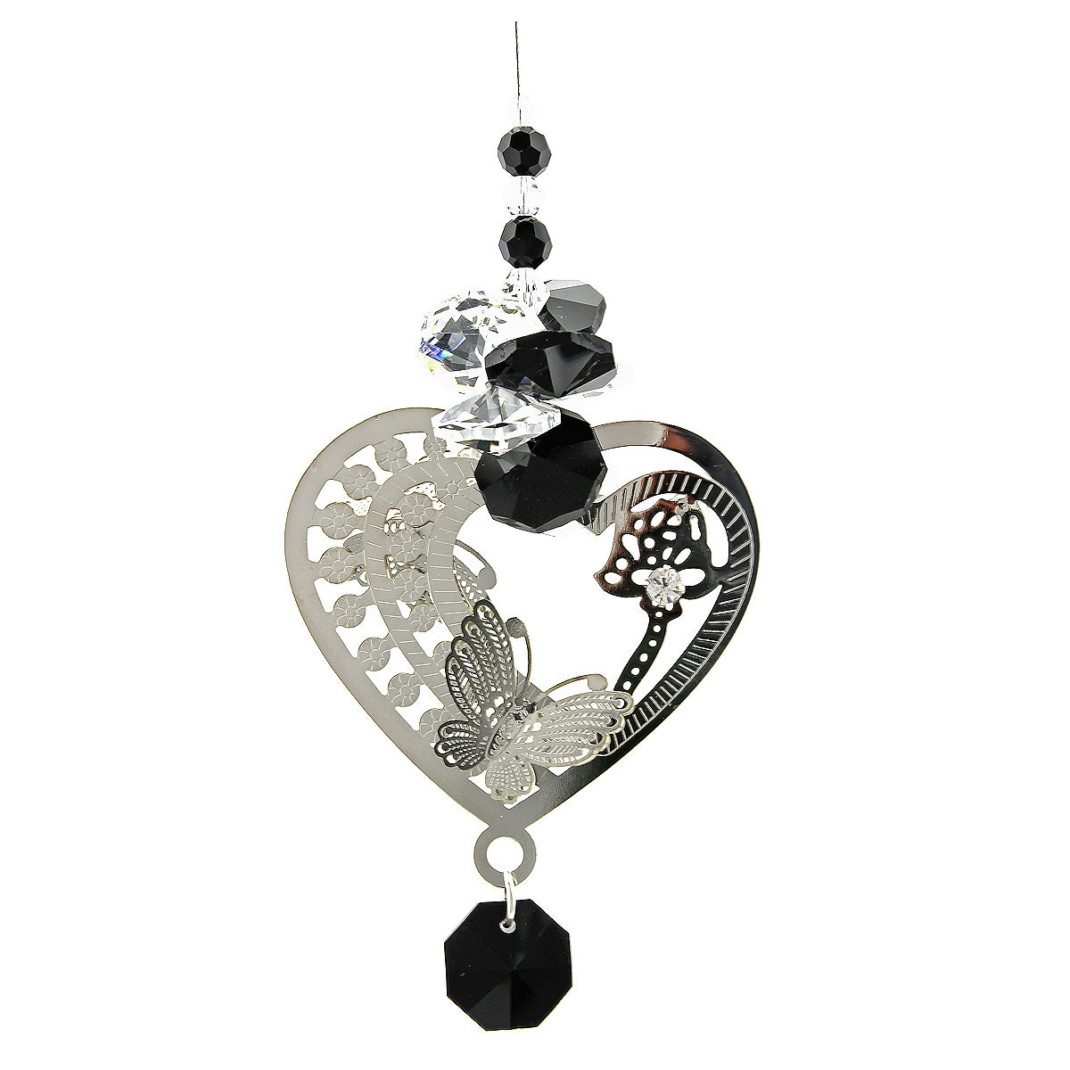Filigree Heart Crystal Cluster Suncatcher