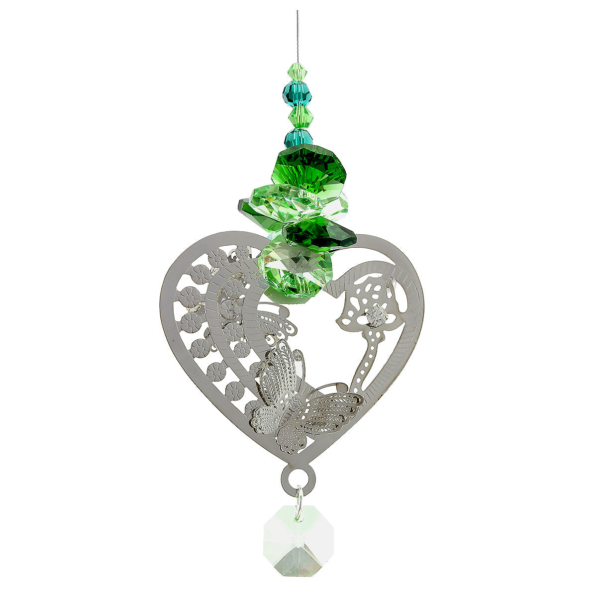 Filigree Heart Crystal Cluster Suncatcher