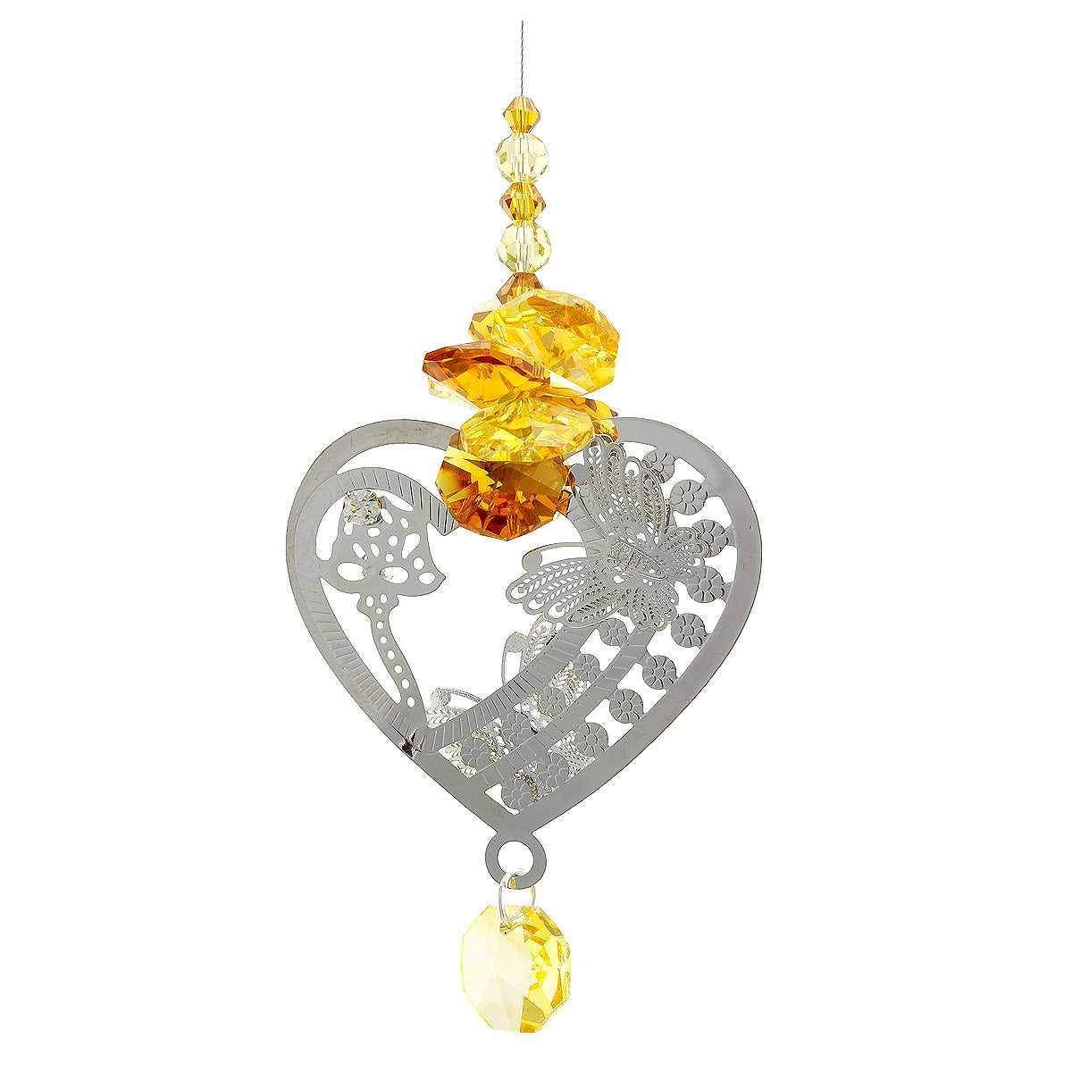 Filigree Heart Crystal Cluster Suncatcher