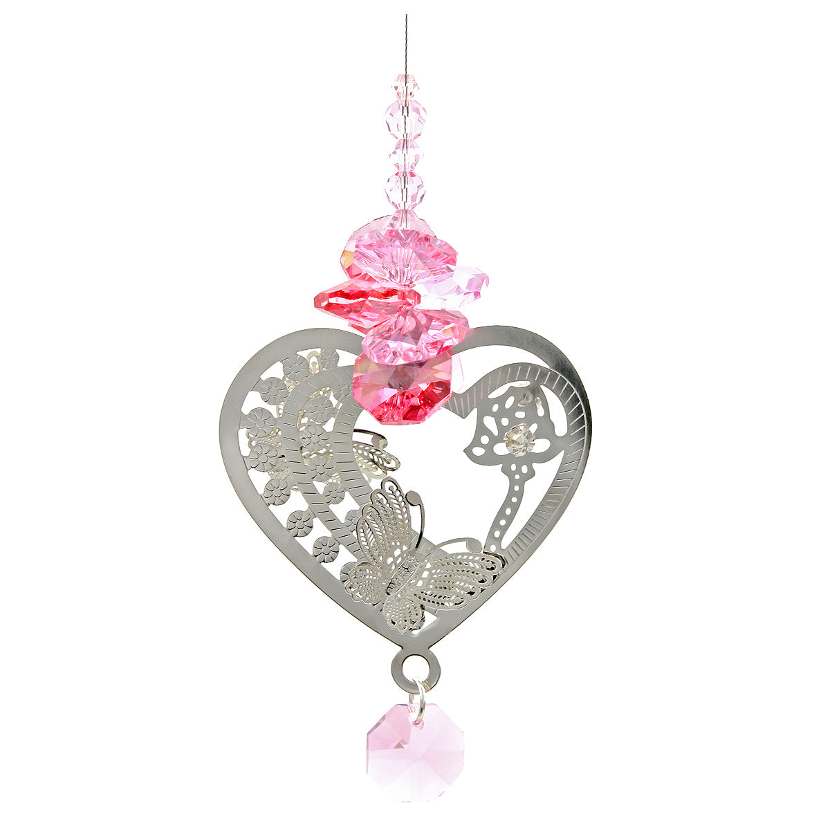 Filigree Heart Crystal Cluster Suncatcher