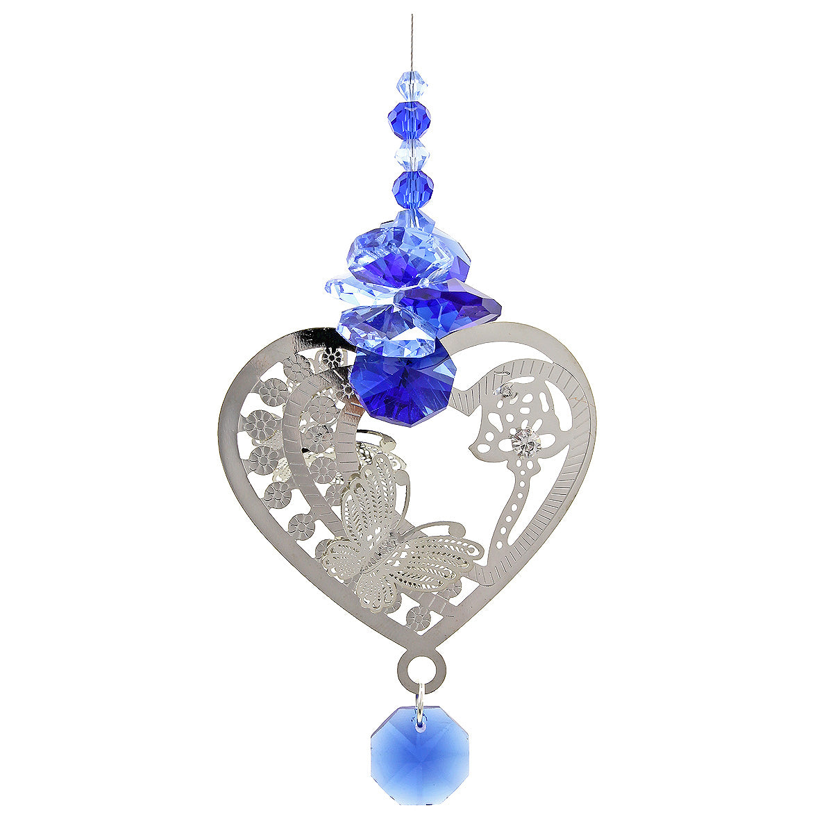 Filigree Heart Crystal Cluster Suncatcher