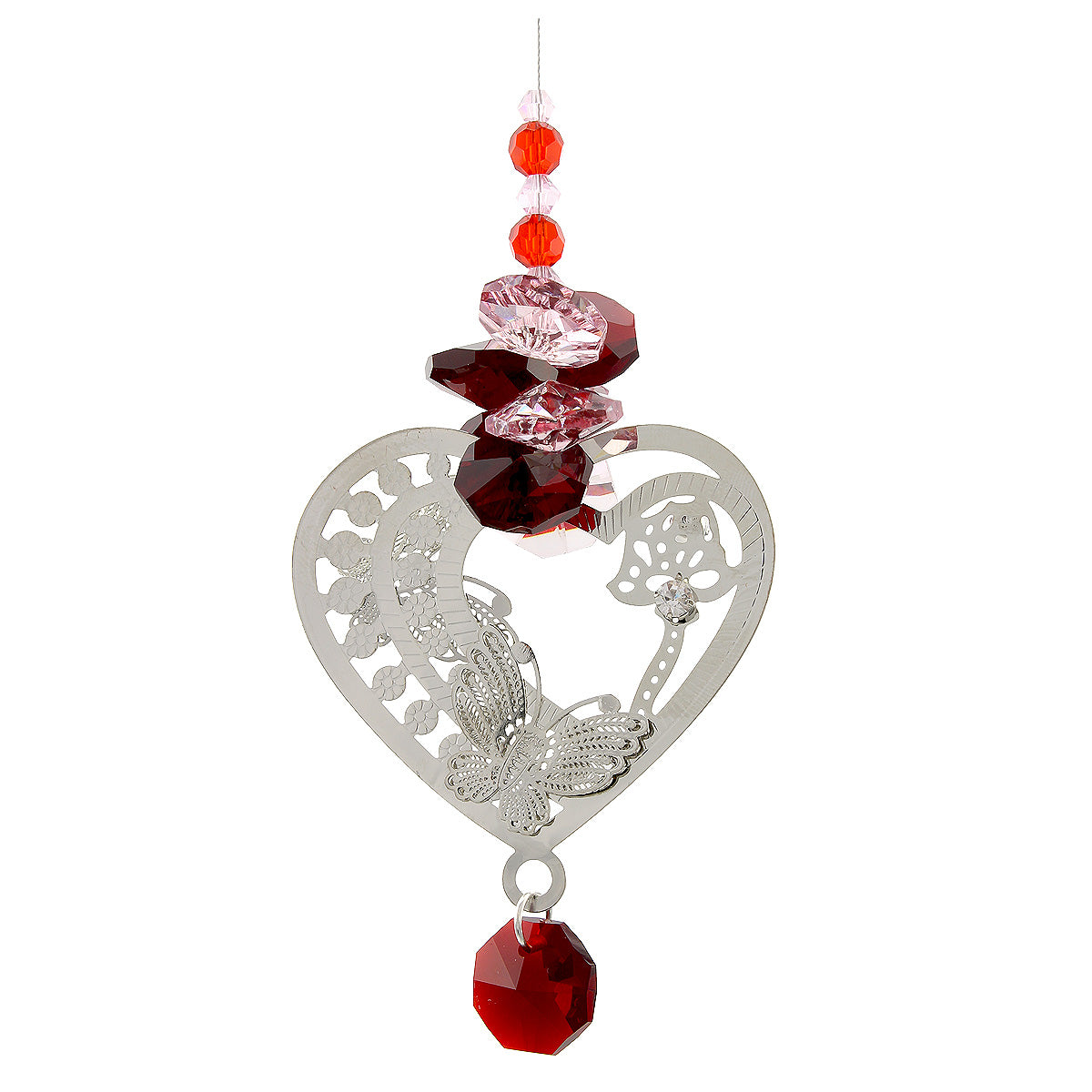 Filigree Heart Crystal Cluster Suncatcher
