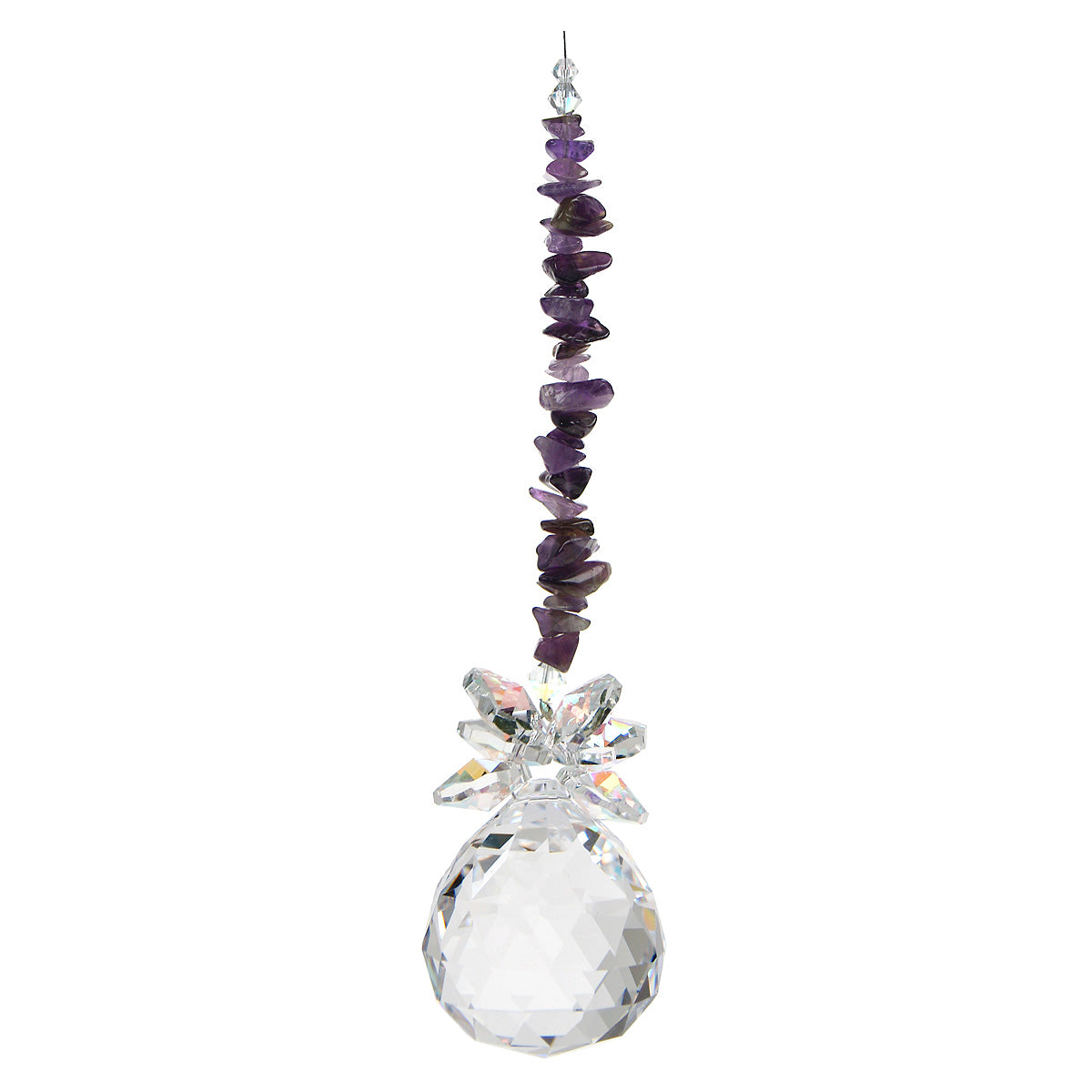 Gem Chip Crystal Cluster Suncatcher with Sphere Drop