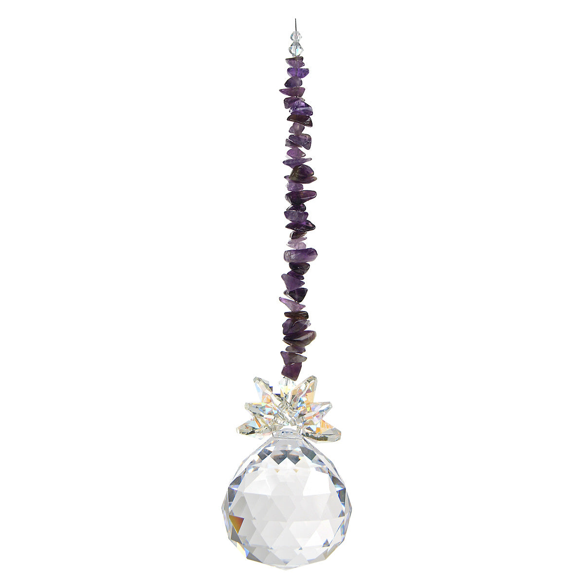 Gem Chip Crystal Cluster Suncatcher with Sphere Drop