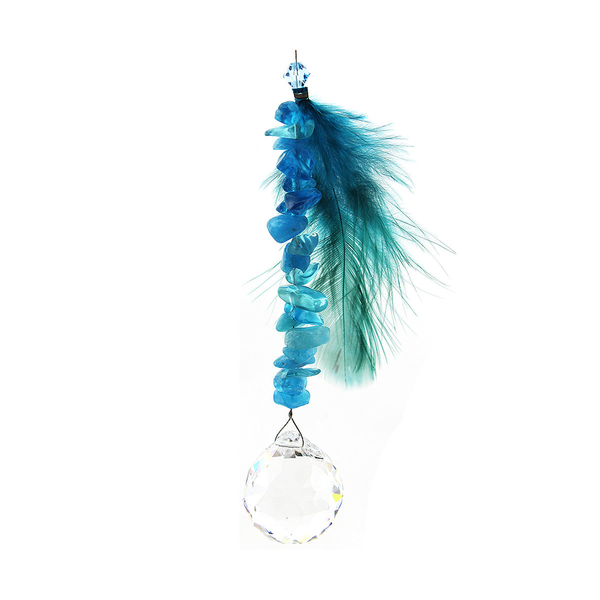 Gem Chip with Feather Crystal Suncatcher