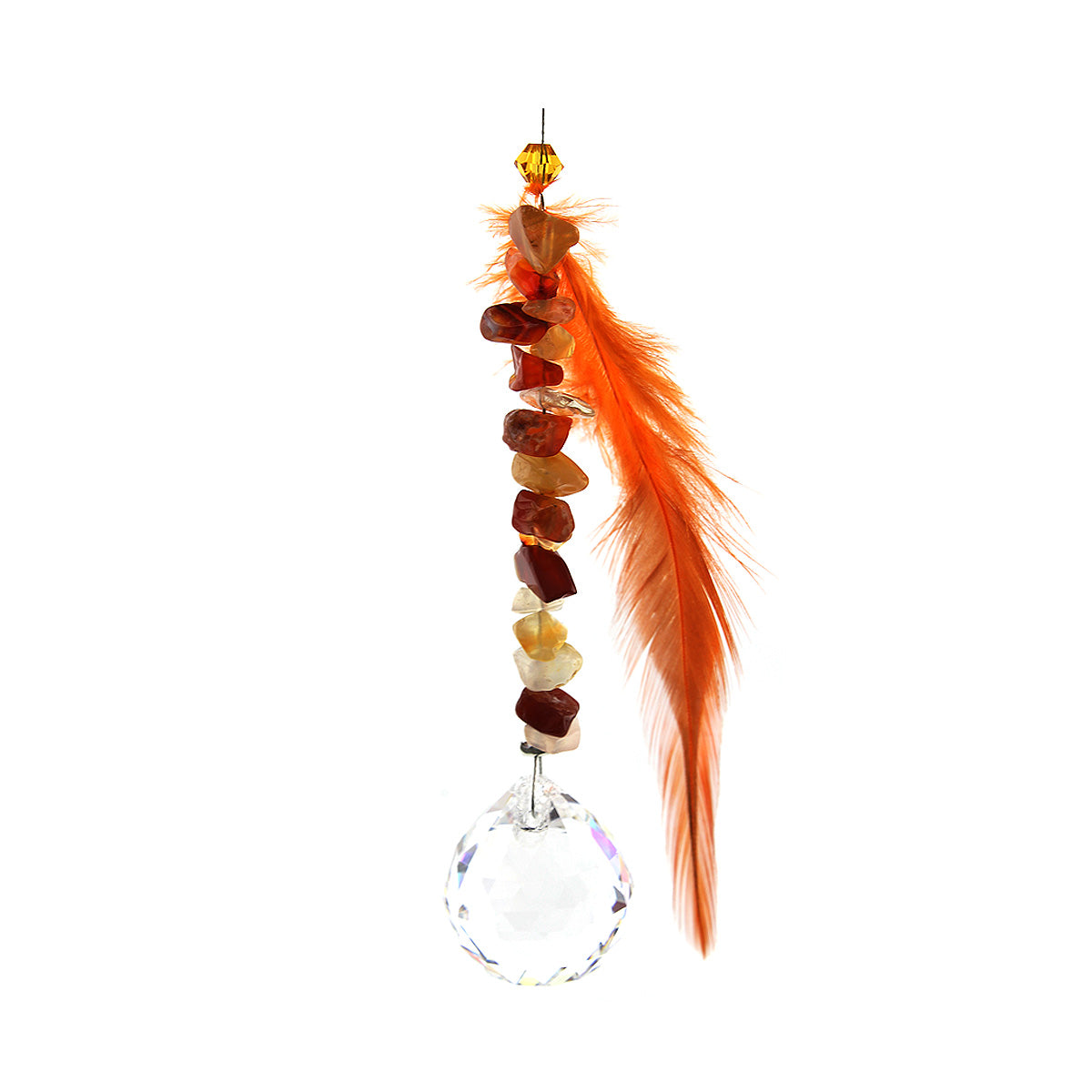 Gem Chip with Feather Crystal Suncatcher