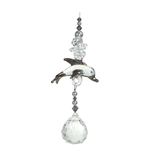 Crystal Dolphin with Sphere Suncatcher